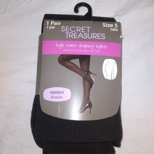 Secret Treasures Black Opaque Shaping Tights Size 5 (See Pics For Fit)